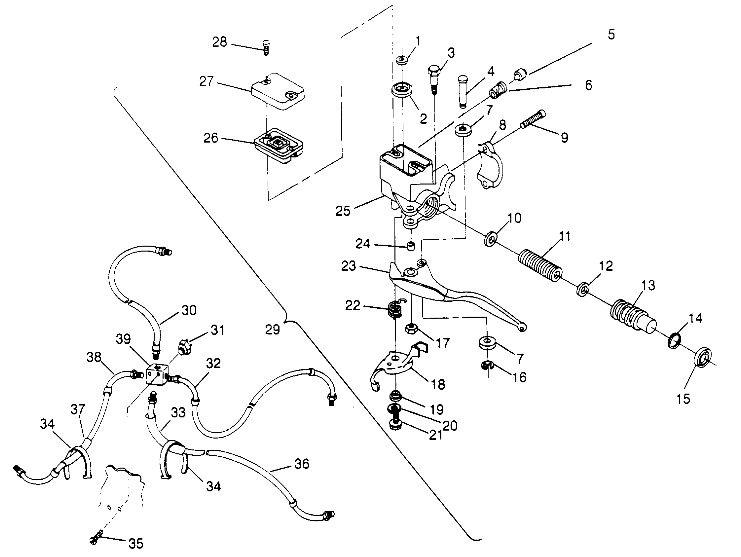 CONTROLS - MASTER CYLINDER/BRAKE LINE 6x6 400L - U.S.  W958740, SWEDISH  S9 (4930273027C001)