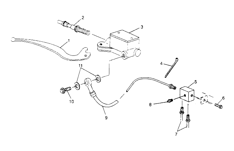 CONTROLS - RH MASTER  CYLINDER/BRAKE LINE 6x6 400L - U.S.  W958740, SWEDISH (4930273027C002)