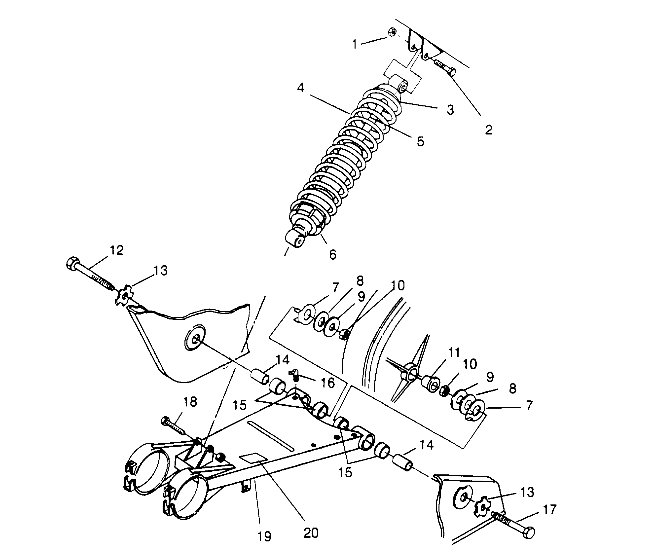 SWING ARM/SHOCK MOUNTING 6x6 400L - U.S.  W958740, SWEDISH  S958740 and NOR (4930273027C007)