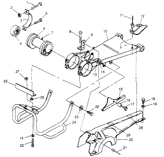 SWING ARM/GUARD MOUNTING 6x6 400L - U.S.  W958740, SWEDISH  S958740 and NOR (4930273027C008)