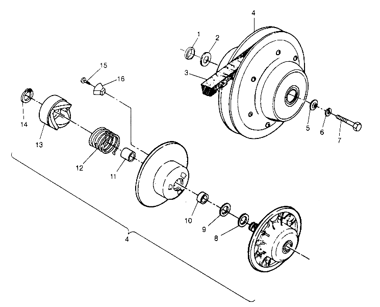 DRIVEN CLUTCH ASSEMBLY 6x6 400L - U.S.  W958740, SWEDISH  S958740 and NORWE (4930273027C011)