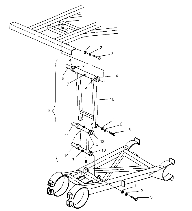 REAR STRUT STABILIZER ASSEMBLY 6x6 400L - U.S.  W958740, SWEDISH  S958740 a (4930273027D001)