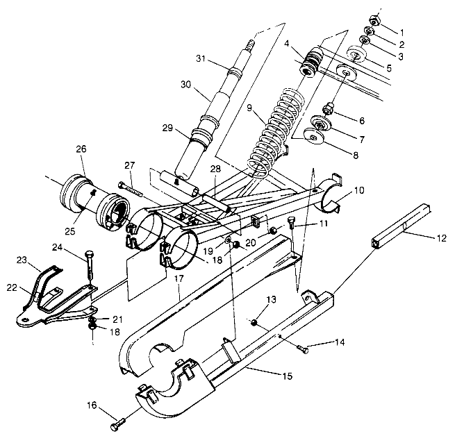 SWING ARM WELDMENT (REAR) 6x6 400L - U.S.  W958740, SWEDISH  S958740 and NO (4930273027D002)