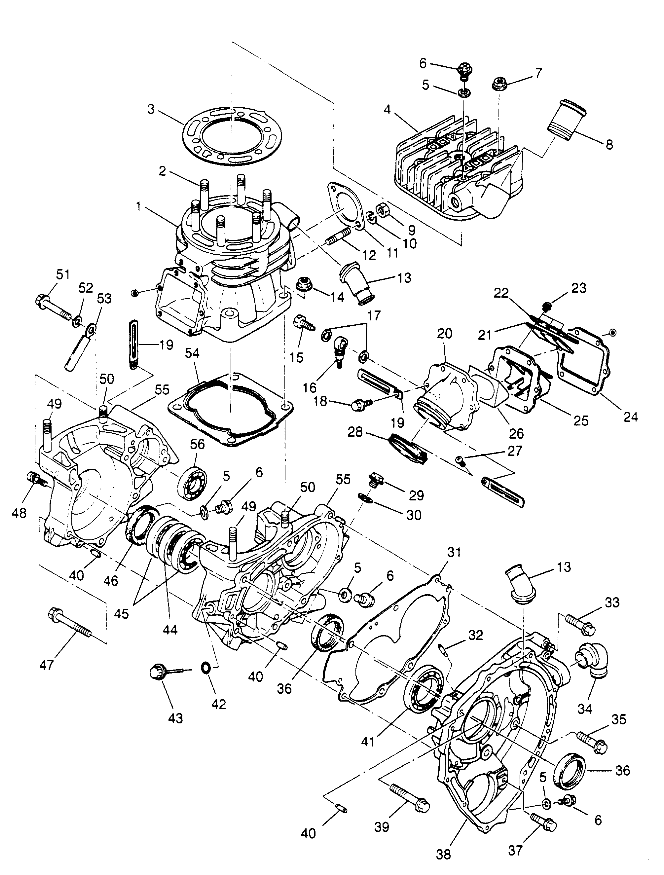 CRANKCASE and CYLINDER 6x6 400L - U.S.  W958740, SWEDISH  S958740 and NORWE (4930273027D012)