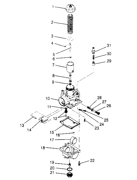 CARBURETOR 6x6 400L, U.S. W958740, SWEDISH S958740 and NORWEGIAN N958740 (4930273027E002)