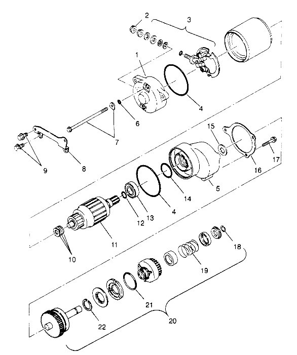 STARTING MOTOR 6x6 400L, U.S. W958740, SWEDISH S958740 and NORWEGIAN N95874 (4930273027E004)