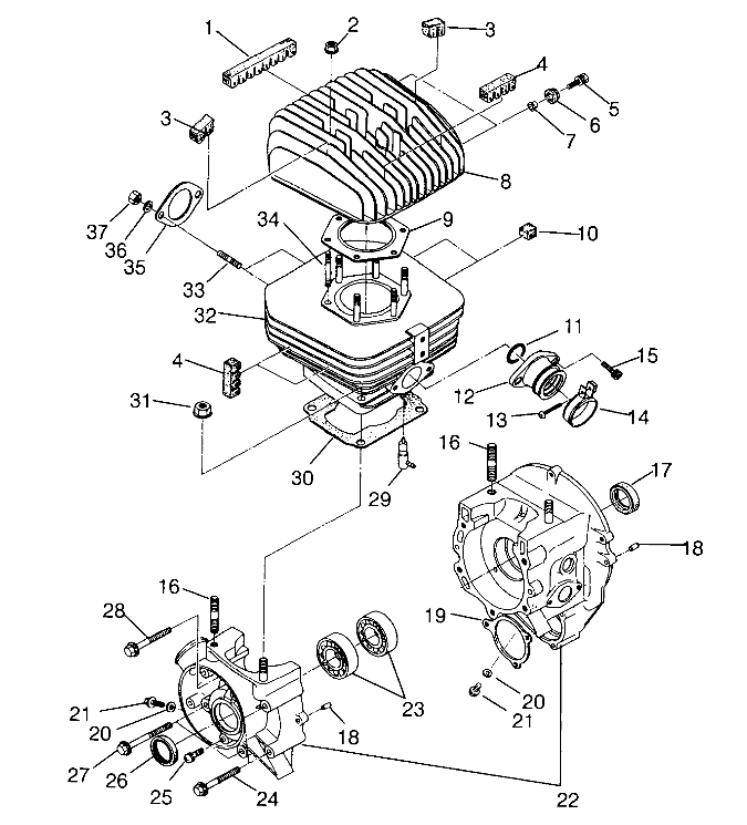 CRANKCASE and CYLINDER Trail Boss W958527 (4930323032C008)