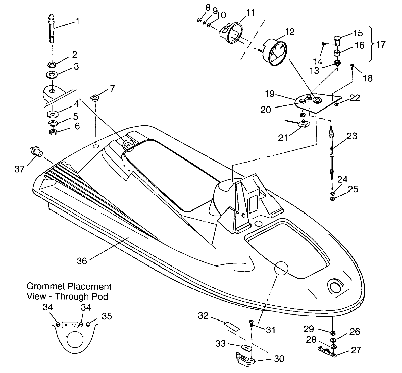 HULL and BODY ASSEMBLY SL 650 B954058 (4930483048A006)