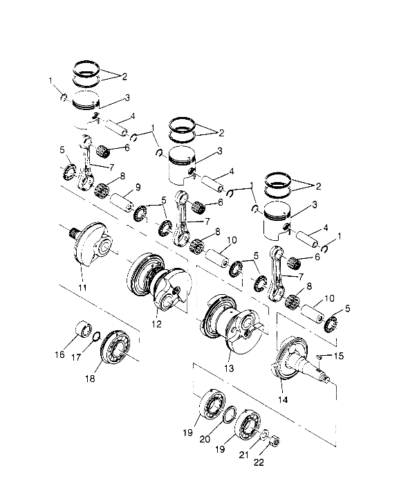 CRANKSHAFT & PISTON  SL 650 B954058 (4930483048B014)