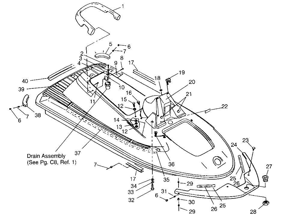 HULL and BODY ASSEMBLY SL 750 B954070 (4930523052A005)