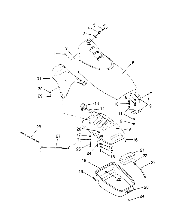 FRONT STORAGE COMPARTMENT  SL 750 B954070 (4930523052A008)