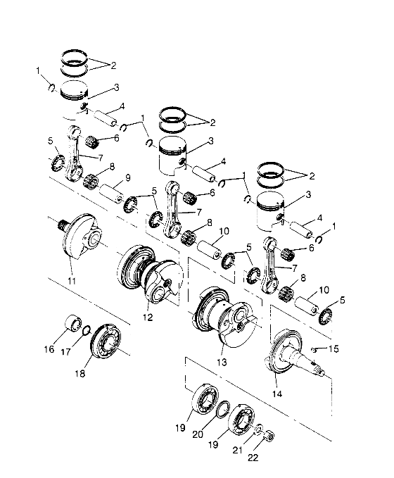 CRANKSHAFT & PISTON  SL 750 B954070 (4930523052C001)