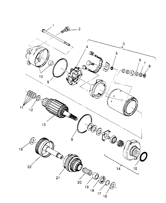 STARTING MOTOR ASSEMBLY SL 750 B954070 (4930523052C006)