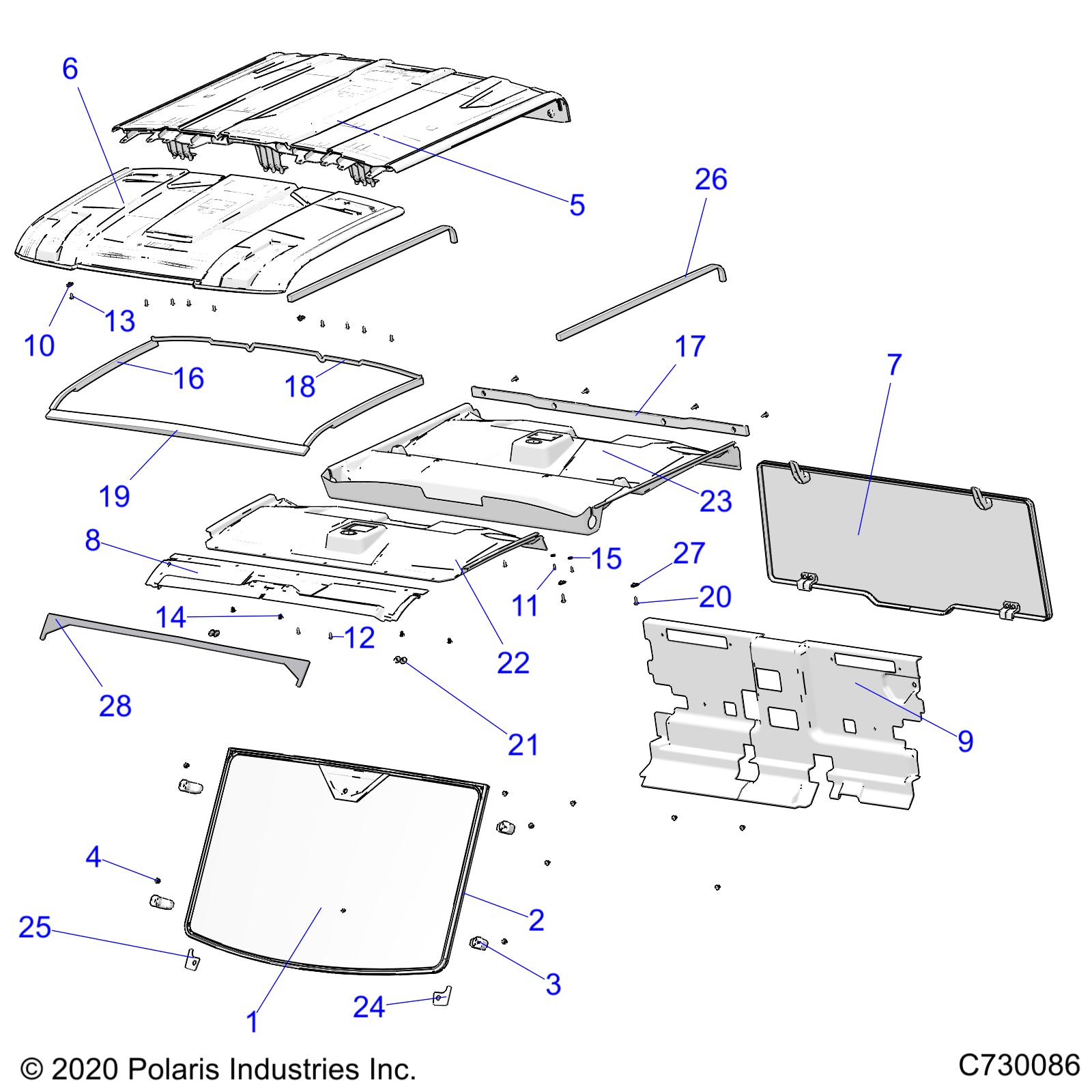 BODY, ROOF AND CAB - R20RSW99AA/AP/AX/A9/BA/BP/BX/B9 (C730086)