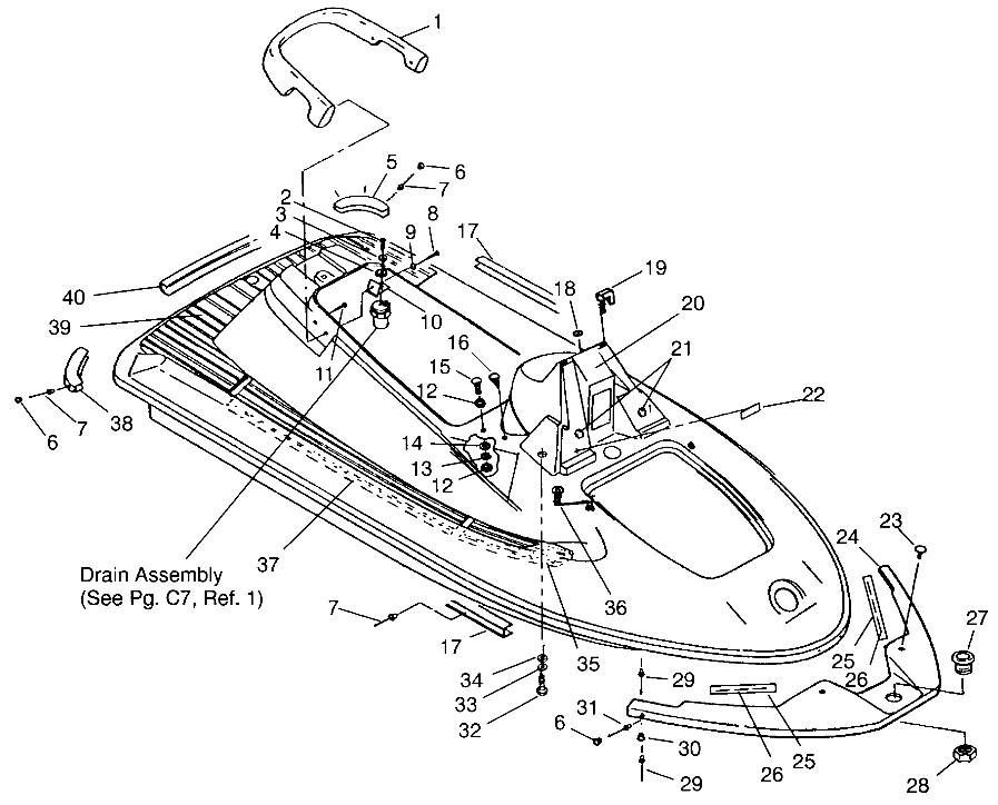 HULL and BODY ASSEMBLY SL 650 STD B954358 (4932923292A005)