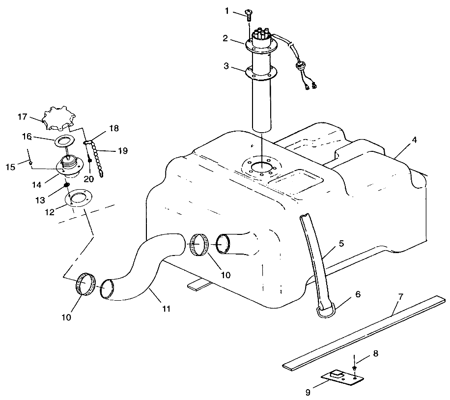 FUEL TANK w/COMBINATION  FUEL PICK-UP and SENDER SLT 700 B964166 and  Intl. (4933923392A009)