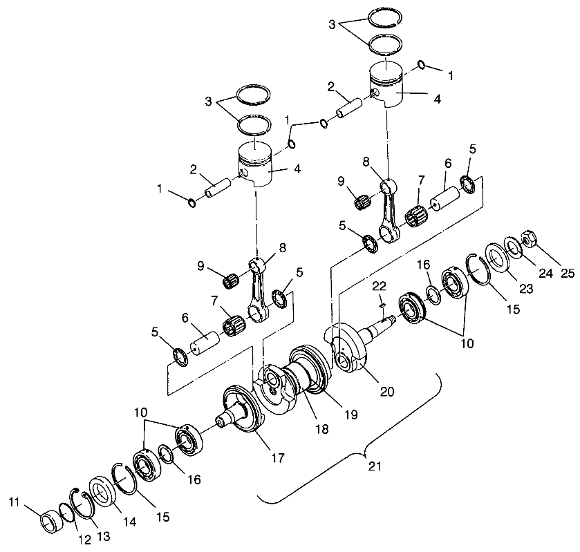 CRANKSHAFT & PISTON  SLT 700 B964166 and  Intl. SLT 700 I964166 (4933923392C001)