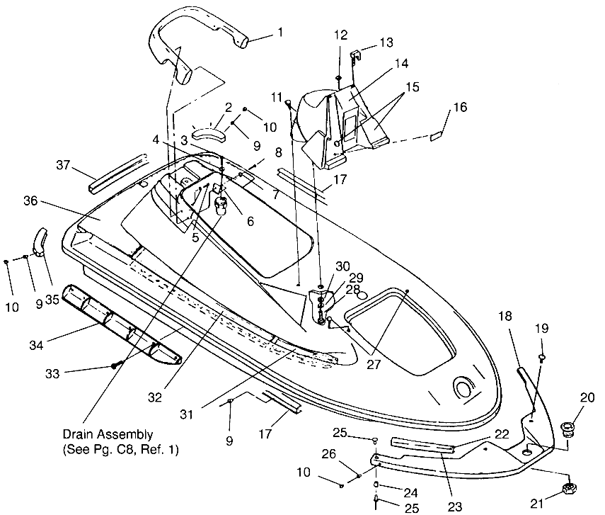 HULL and BODY ASSEMBLY SLX 780 B954287 (4933953395A005)