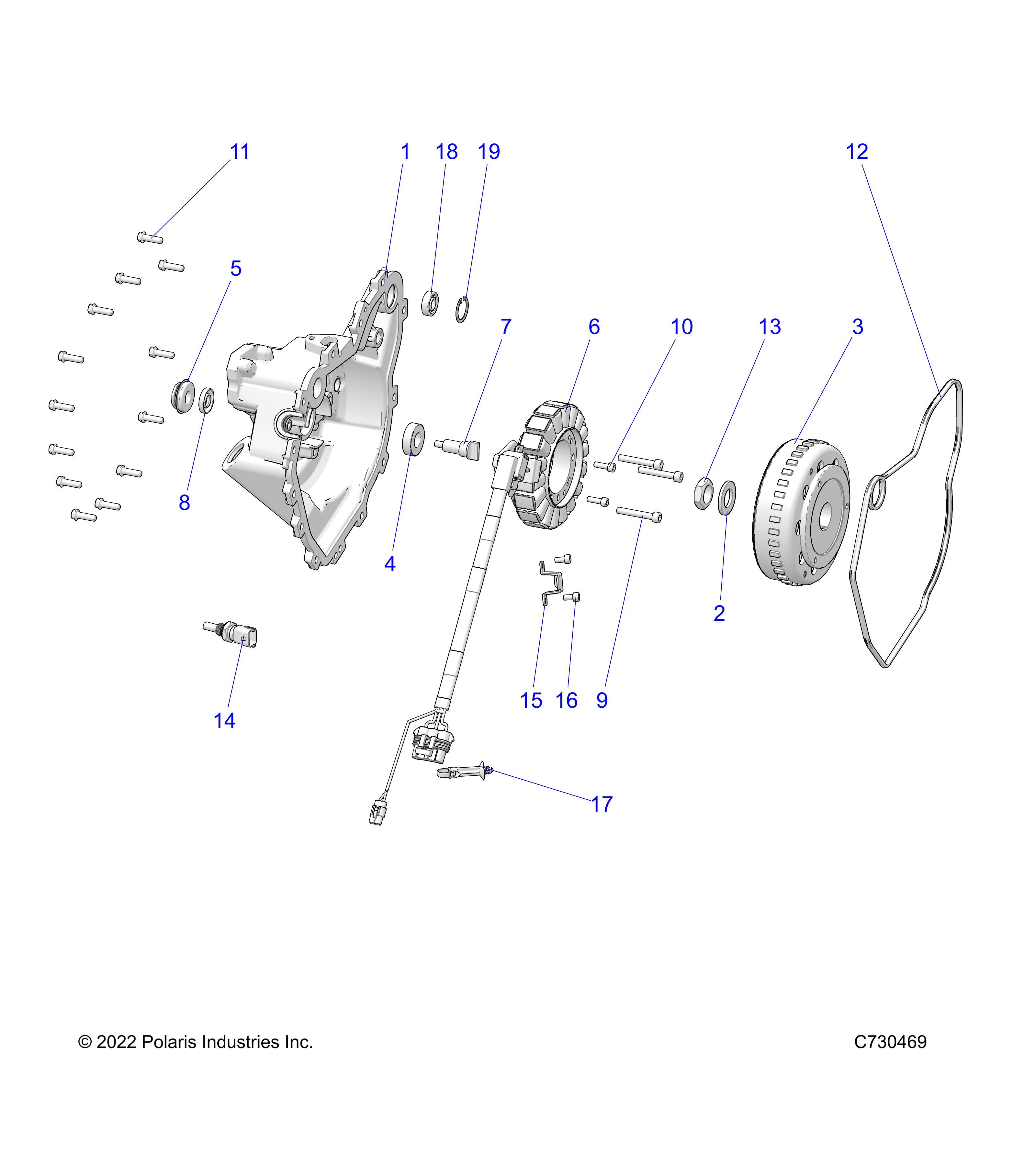 ENGINE, STATOR COVER and FLYWHEEL - R24M4A57B1/EB4/B9 (C730469)