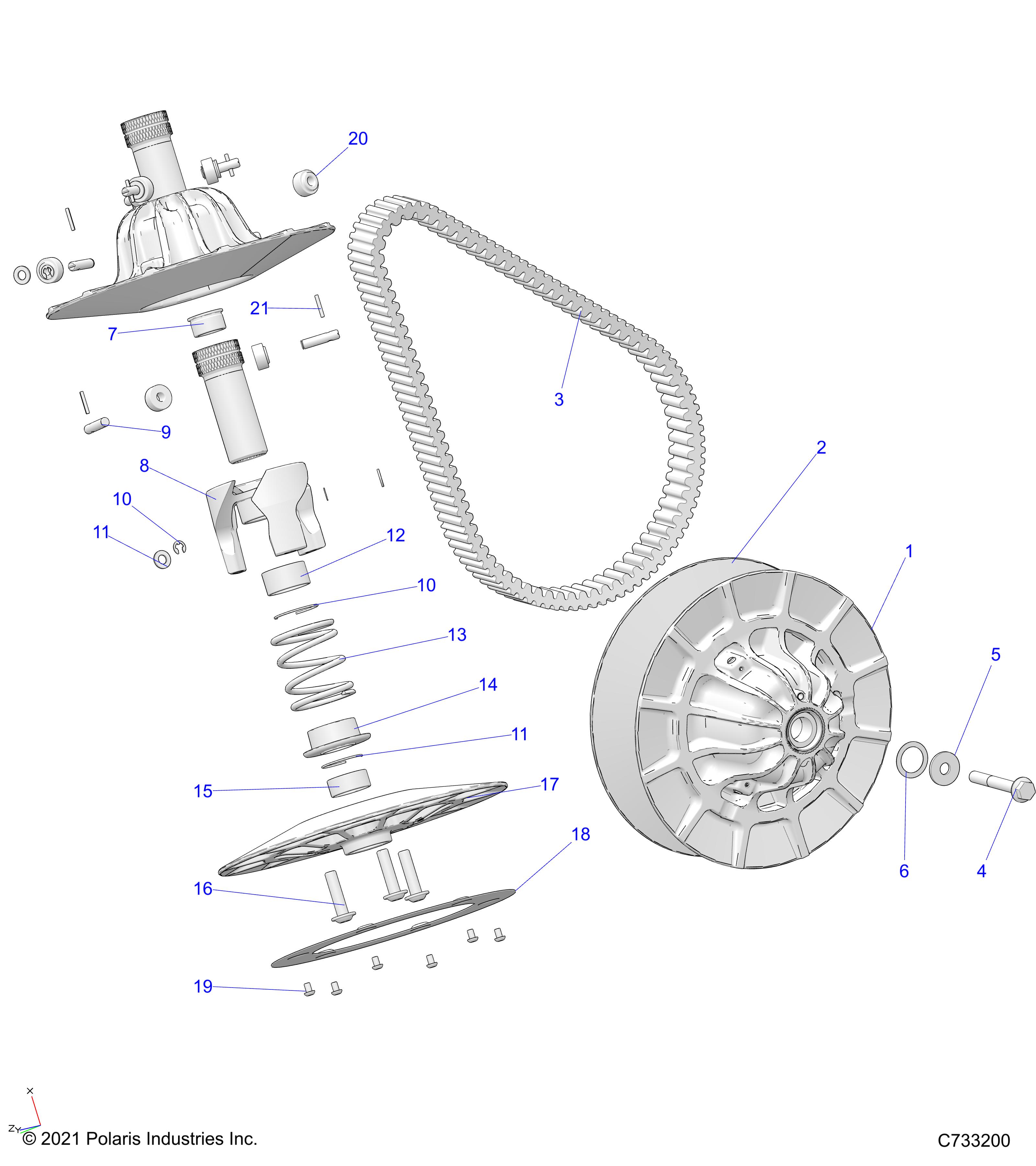 DRIVE TRAIN, SECONDARY CLUTCH - R25RRU99A9/AL/AP/AS/B9/BL/BP/BS (C733200)