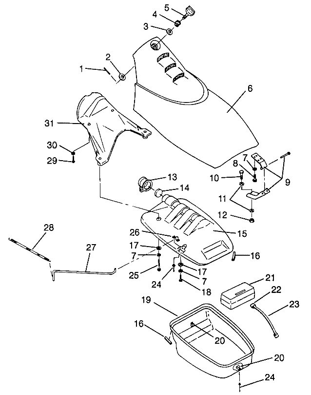 FRONT STORAGE COMPARTMENT SL 780 B964087 and Intl. SL 780 I964087 (4935523552A008)