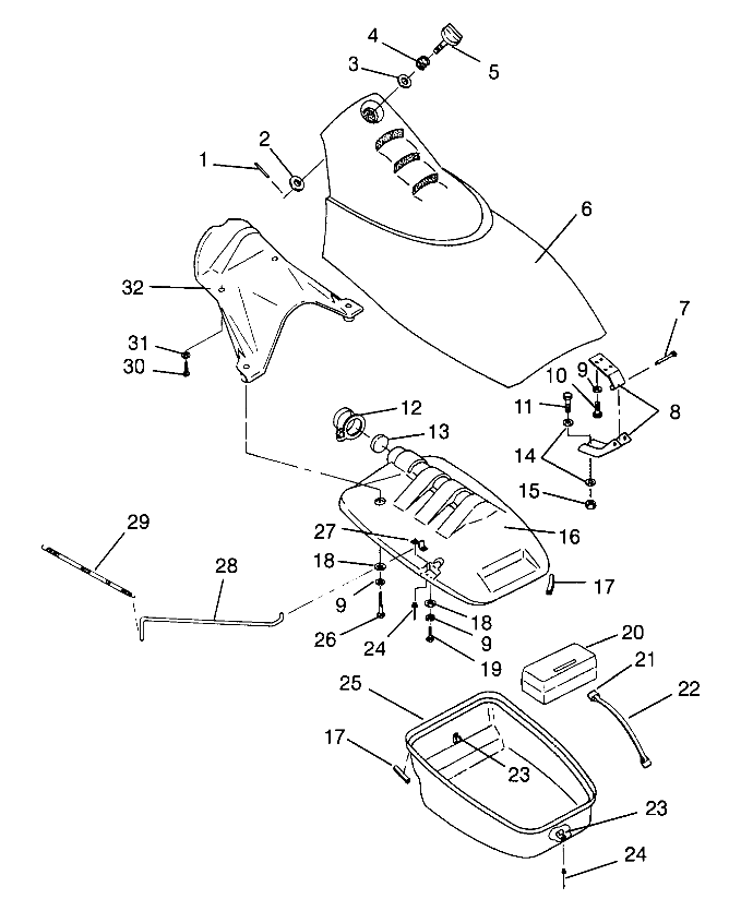 FRONT STORAGE COMPARTMENT SL 900 B964291 and  Intl. SL 900 I964291 (4935583558A008)