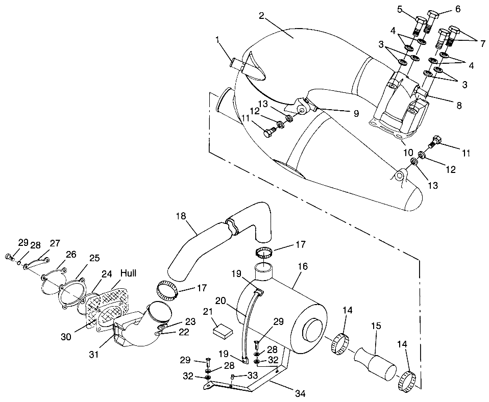 EXHAUST SYSTEM SL 900 B964291 and  Intl. SL 900 I964291 (4935583558B005)