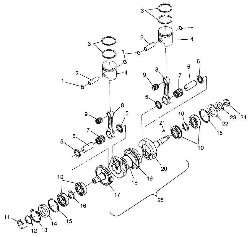 CRANKSHAFT & PISTON SL 700 B964066 and Intl. SL 700 I964066 (4935633563C004)