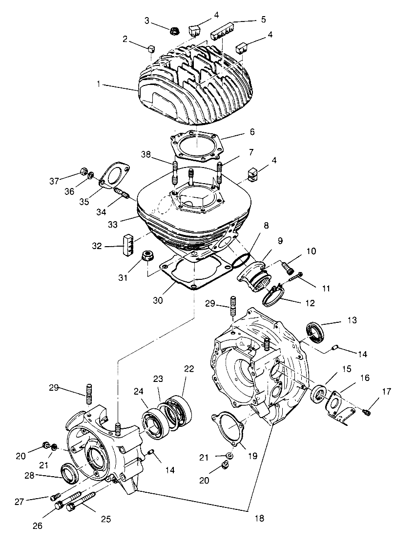 CRANKCASE and CYLINDER XPLORER 300 W969130 (4935903590C013)