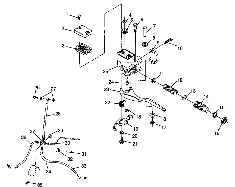 CONTROLS - MASTER CYLINDER/BRAKE LINE XPRESS 300 W969530 and XPRESS 400 W96 (4935923592B013)