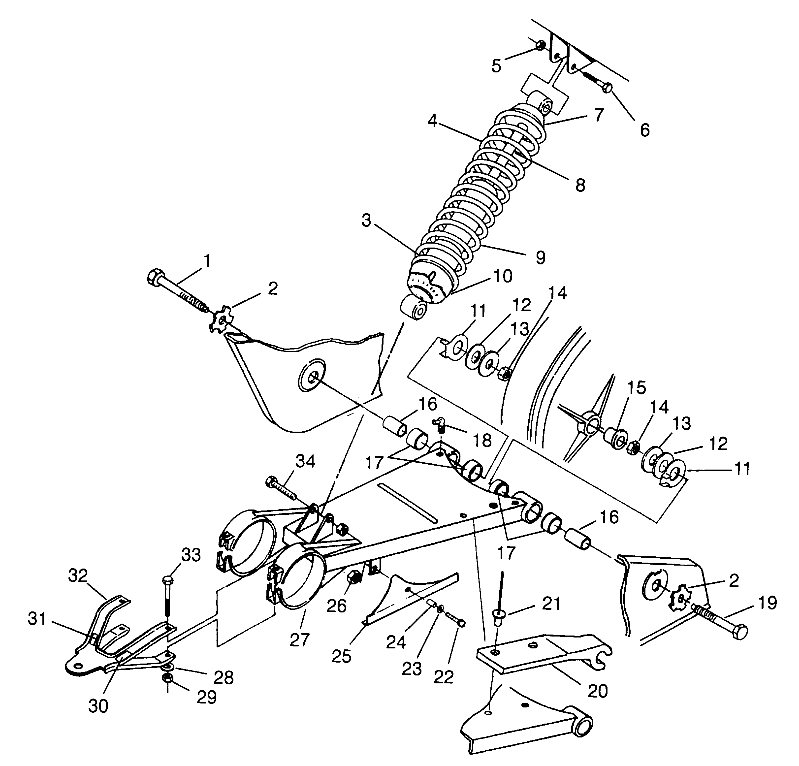 SWING ARM/SHOCK MOUNTING XPRESS 300 W969530 and XPRESS 400 W969540 (4935923592C004)