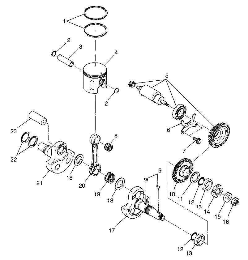 CRANKSHAFT and PISTON (400) XPRESS 400 W969540 (4935923592D013)