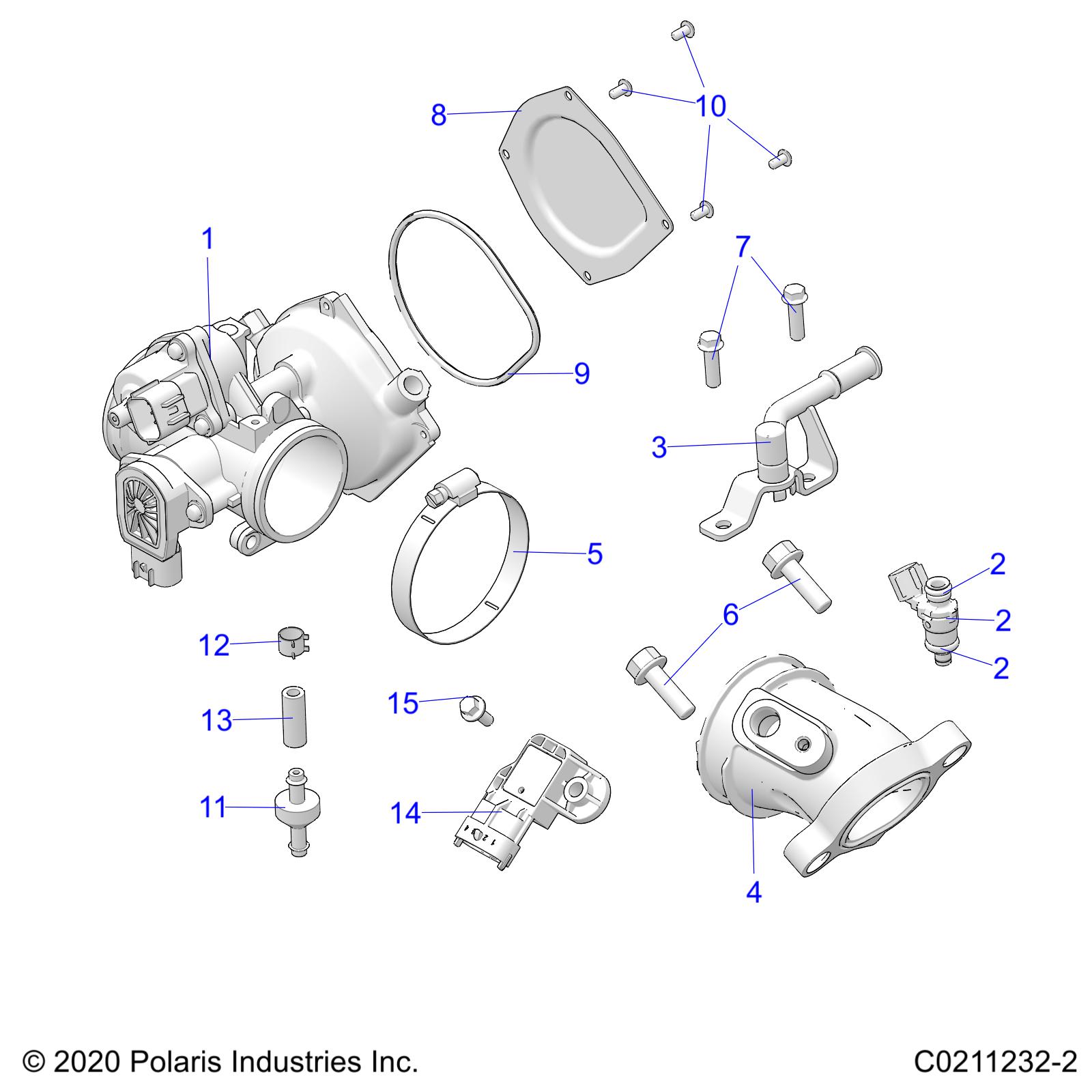 ENGINE, THROTTLE BODY and FUEL RAIL - A22SEJ57A1/A3/A5 (C0211232-2)