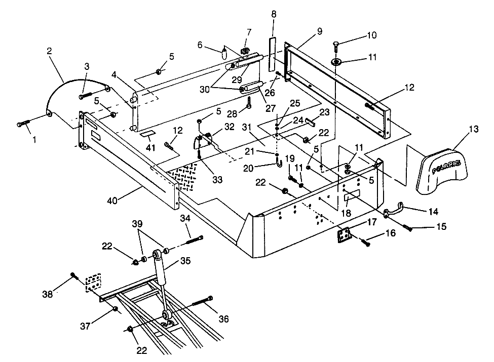 REAR BED MOUNTING 6X6 400L - W968740 and 6X6 400L Norwegian - N968740 (4935963596A008)