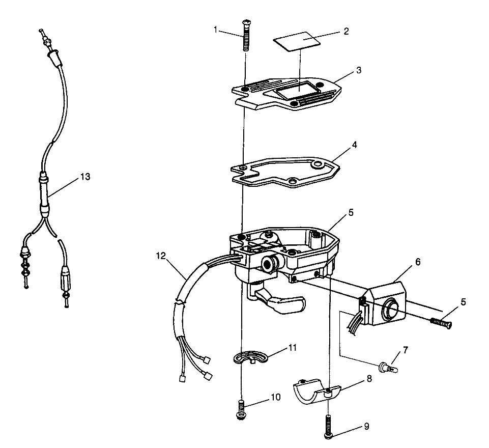 CONTROLS - THROTTLE ASM./CABLE 6X6 400L - W968740 and  6X6 400L Norwegian - (4935963596B013)