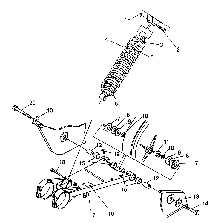 SWING ARM/SHOCK MOUNTING 6X6 400L - W968740 and  6X6 400L Norwegian - N9687 (4935963596C007)