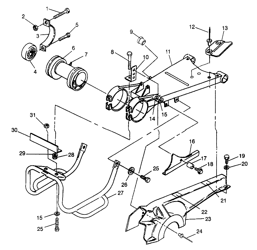 SWING ARM/GUARD MOUNTING 6X6 400L - W968740 and  6X6 400L Norwegian - N9687 (4935963596C008)