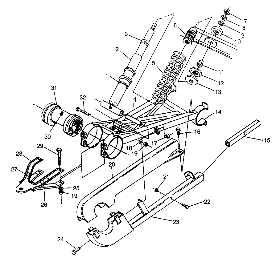 SWING ARM WELDMENT (REAR) 6X6 400L - W968740 and  6X6 400L Norwegian - N968 (4935963596D002)