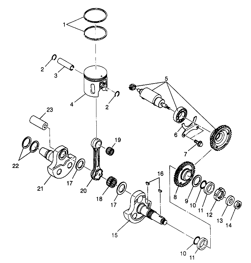 PISTON and CRANKSHAFT 6X6 400L - W968740 and  6X6 400L Norwegian - N968740 (4935963596D008)