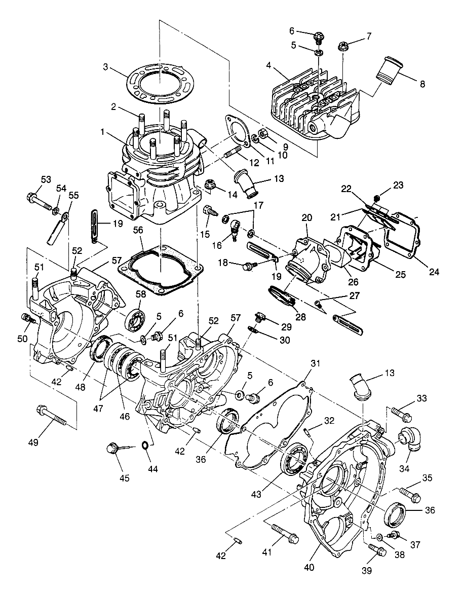 CRANKCASE and CYLINDER 6X6 400L W968740 and 6X6 400L Norwegian N968740 (4935963596D009)