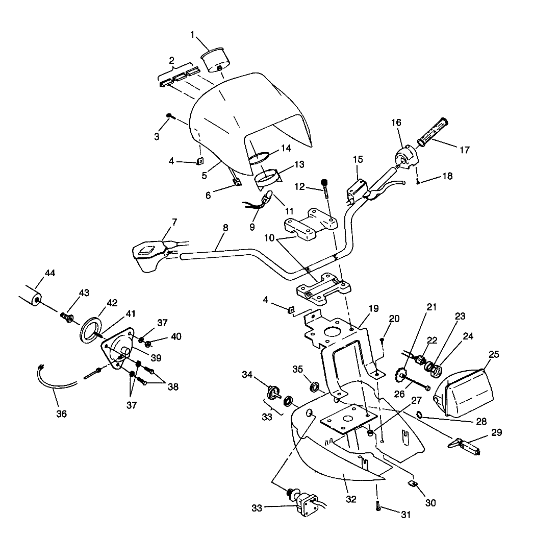 HANDLEBAR and HEADLIGHT POD XPLORER 400L W969140 (4935983598B010)