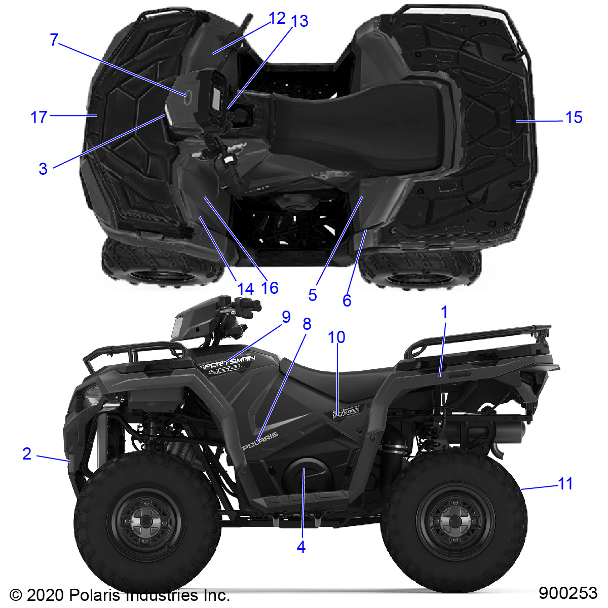 BODY, DECALS - A23SEE50B1/B3 (900253-01)