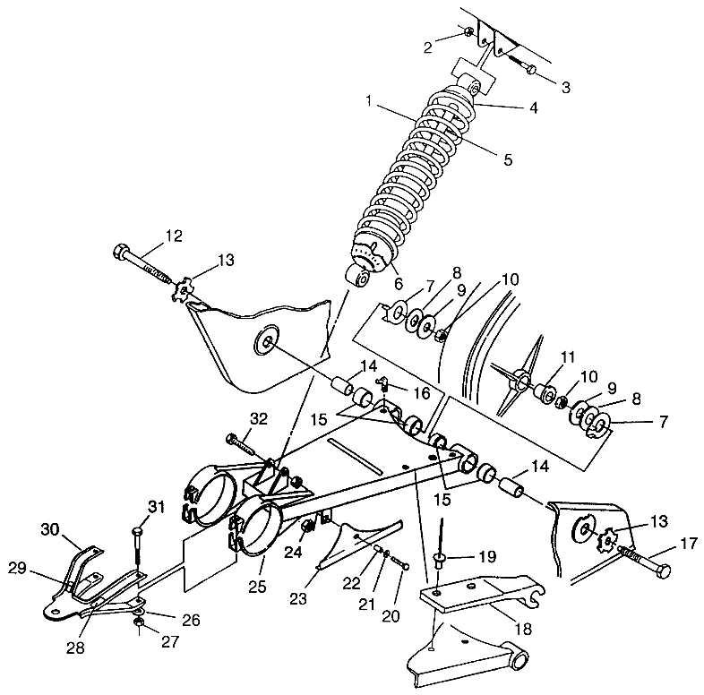 SWING ARM/SHOCK MOUNTING Magnum 4x4 W968144 and  Swedish Magnum 4x4 S968144 (4936053605B012)