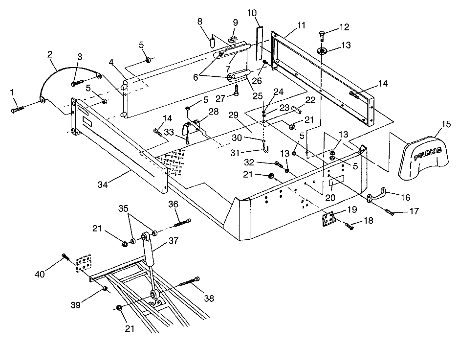 REAR BED MOUNTING Magnum 6X6 W968744 and Swedish Magnum 6X6 S968744 (4936073607A008)