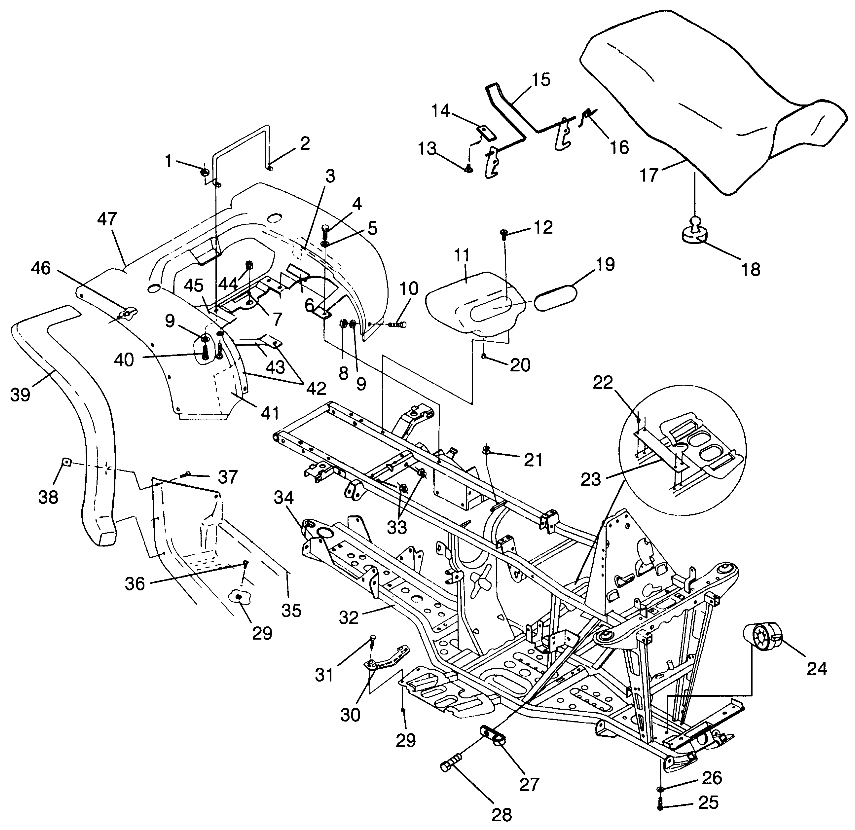 REAR CAB and SEAT SPORTSMAN 500 W969244 and SWEDISH SPORTSMAN 500 S969244 (4936093609A006)