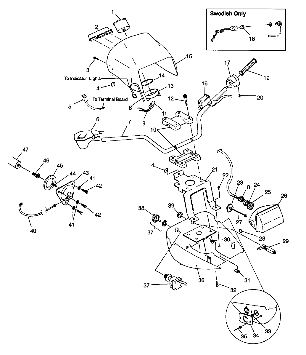 HANDLEBAR and HEADLIGHT POD SPORTSMAN 500 W969244 and SWEDISH SPORTSMAN 500 (4936093609B010)