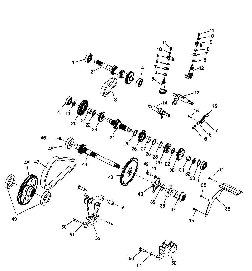 GEARCASE (Internal Components) SPORTSMAN 500 W969244 and SWEDISH SPORTSMAN (4936093609C013)