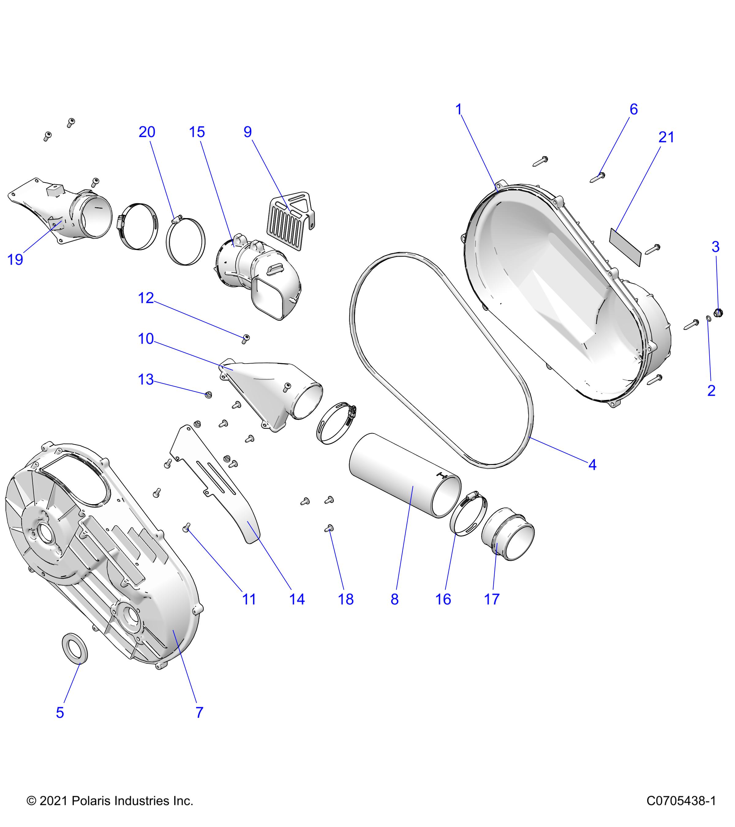 DRIVE TRAIN, CLUTCH COVER and DUCTING - D22P4EP99A4/B4/F99A4 (C0705438-1)