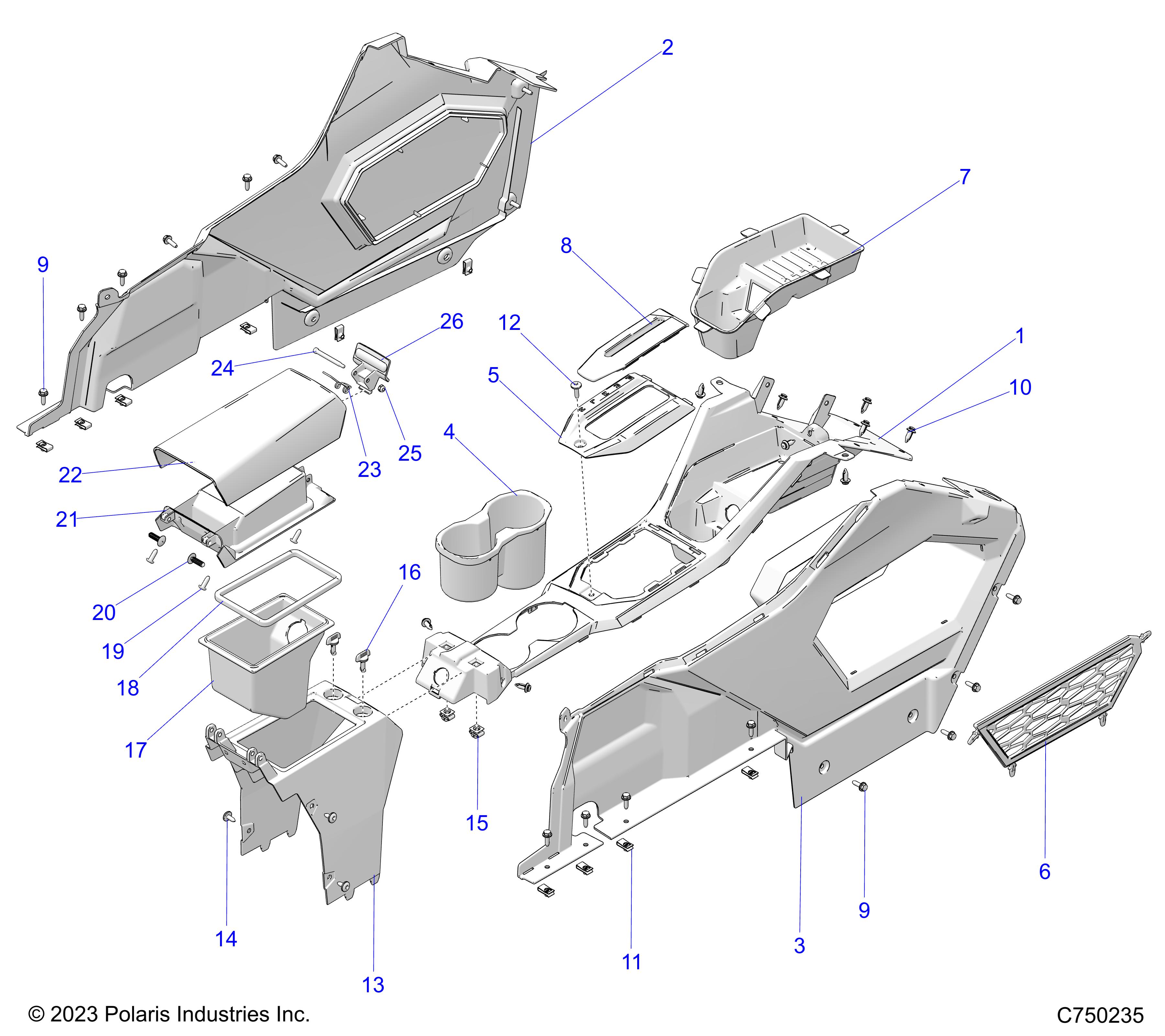 BODY, CENTER CONSOLE - Z25RPD2KAK/BK/AJ/BJ/AM/BM (C750235)