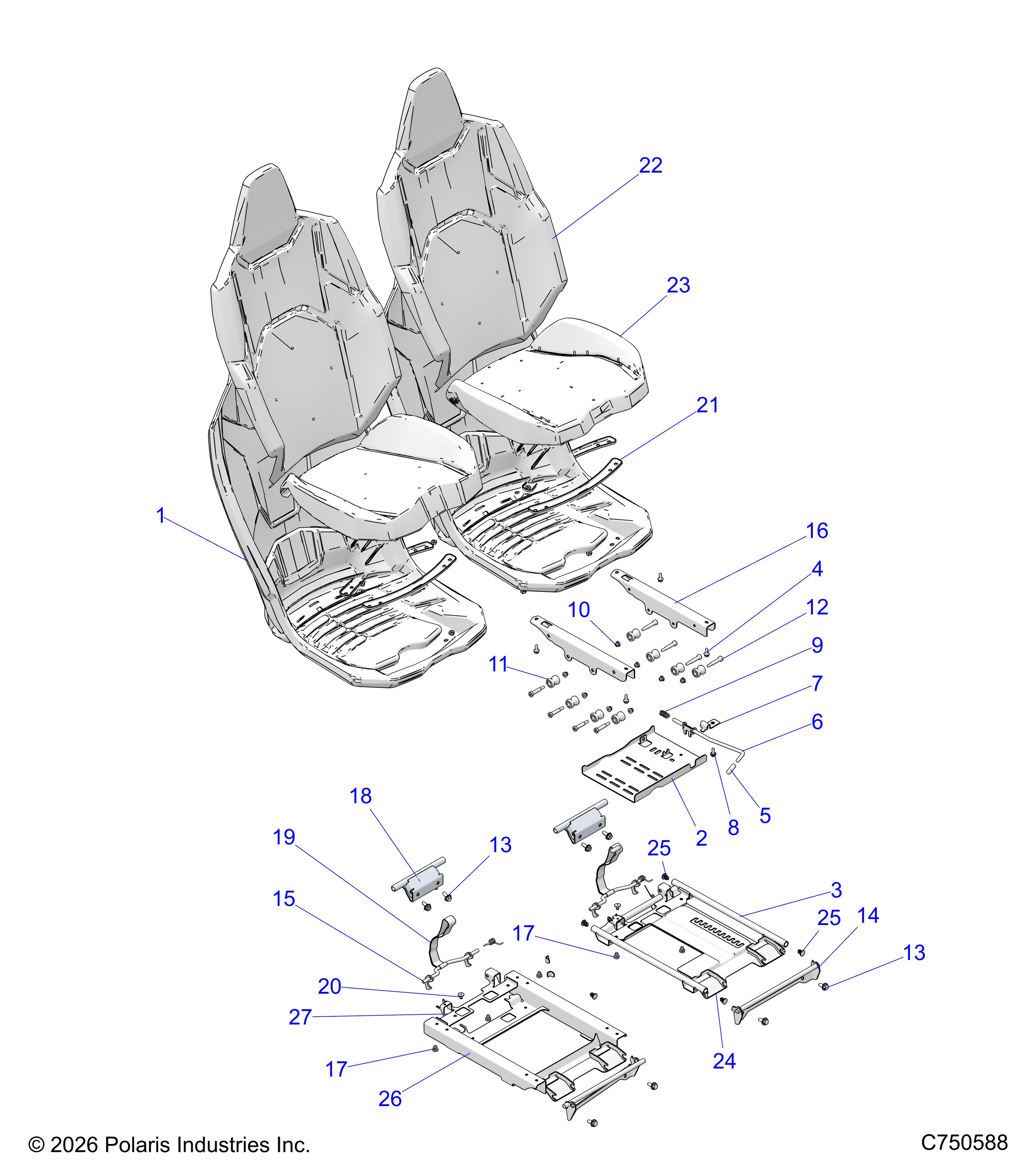 BODY, SEAT ASM. AND SLIDER, FRONT - Z26NET99A4/B4/A6/B6 (C750588)